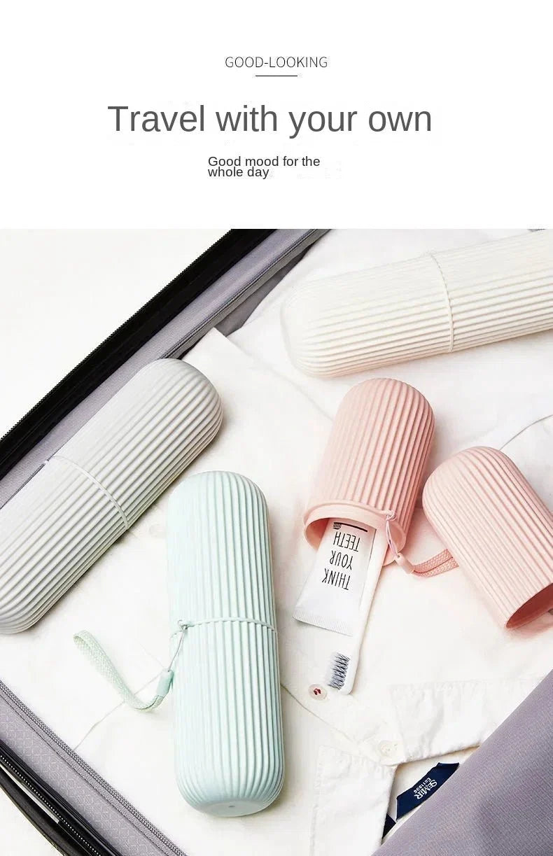 Portable Toothbrush Cup | Travel Toothpaste Holder and Toiletry Storage Case Organizer