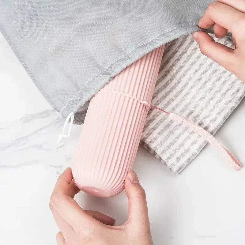 Portable Toothbrush Cup | Travel Toothpaste Holder and Toiletry Storage Case Organizer