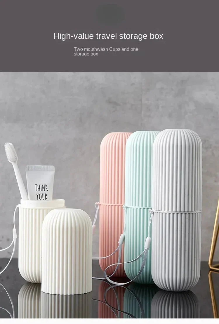Portable Toothbrush Cup | Travel Toothpaste Holder and Toiletry Storage Case Organizer