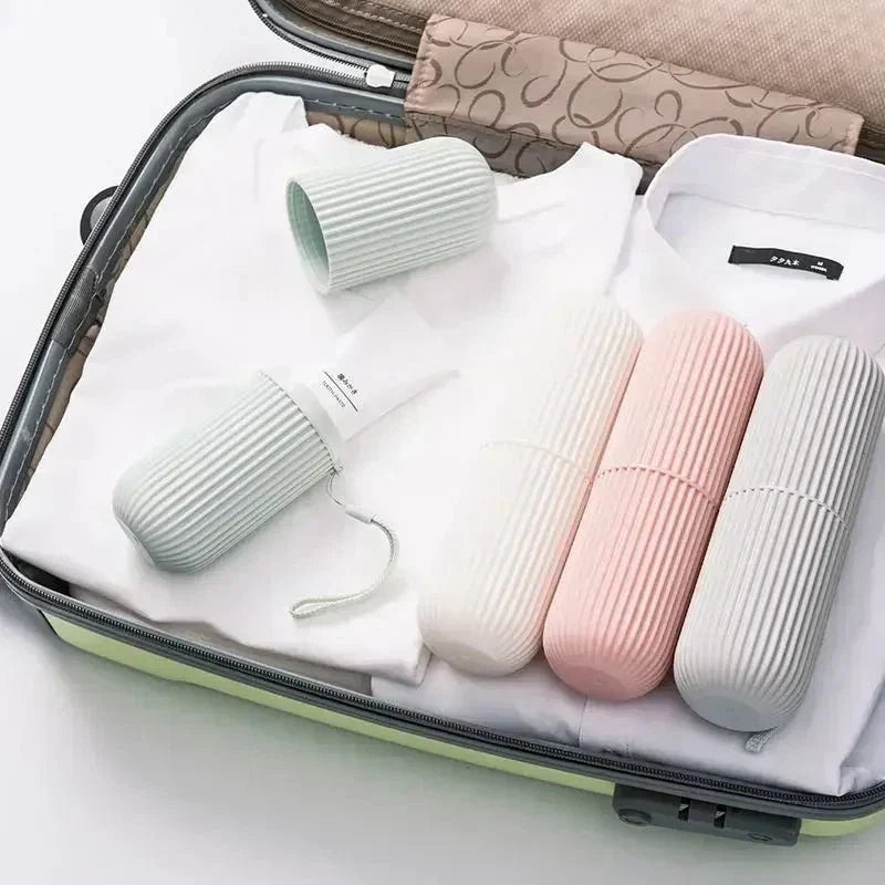 Portable Toothbrush Cup | Travel Toothpaste Holder and Toiletry Storage Case Organizer