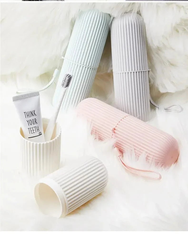 Portable Toothbrush Cup | Travel Toothpaste Holder and Toiletry Storage Case Organizer