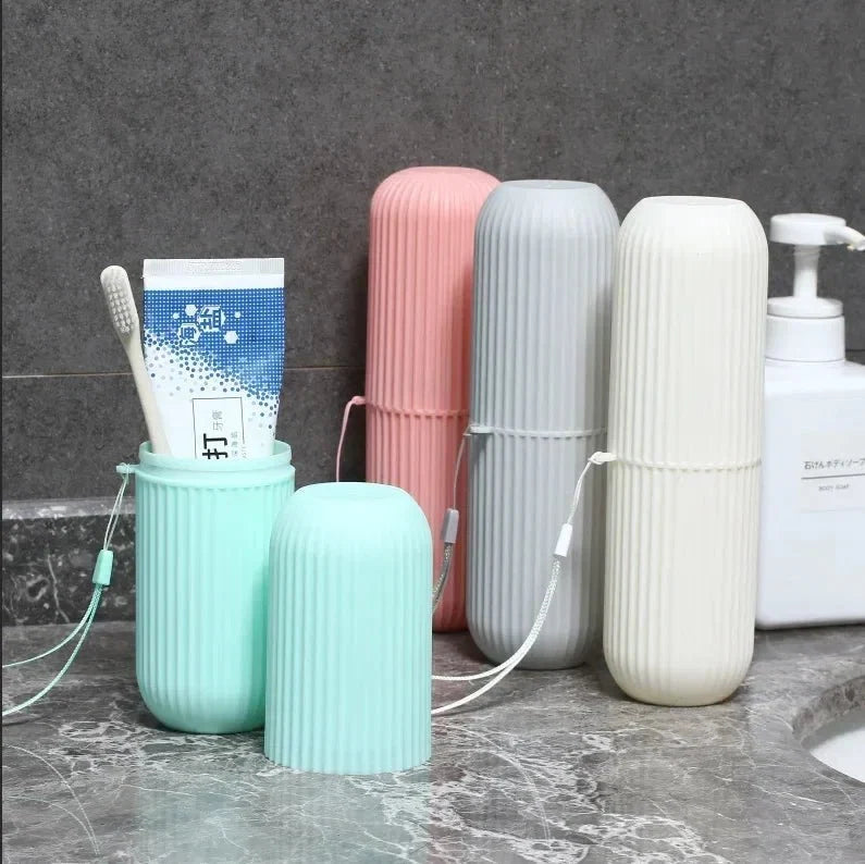 Portable Toothbrush Cup | Travel Toothpaste Holder and Toiletry Storage Case Organizer