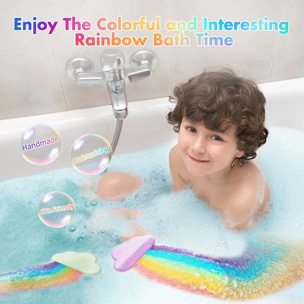 Rainbow Bath Bombs | Handmade Organic Fizzy Bubble Bath for Kids