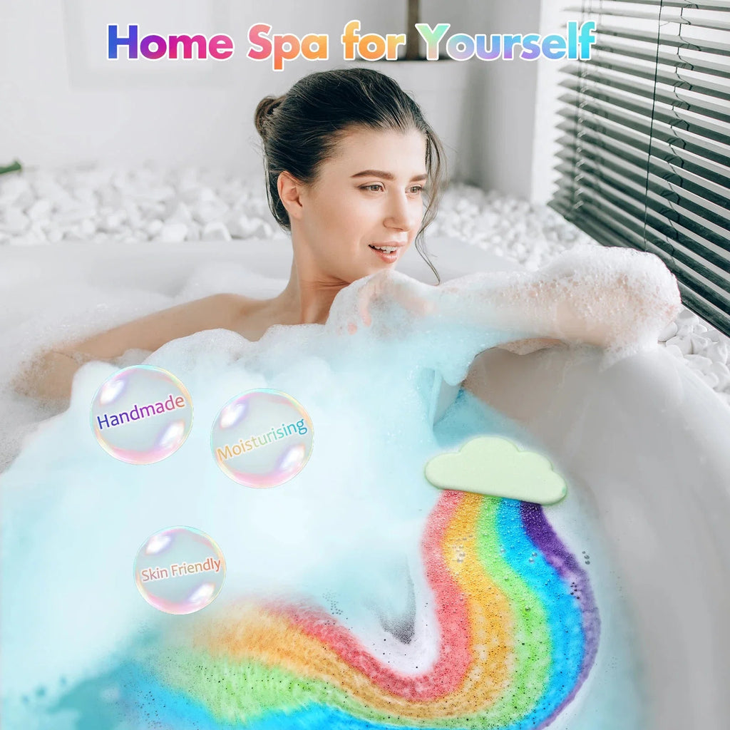 Rainbow Bath Bombs | Handmade Organic Fizzy Bubble Bath for Kids