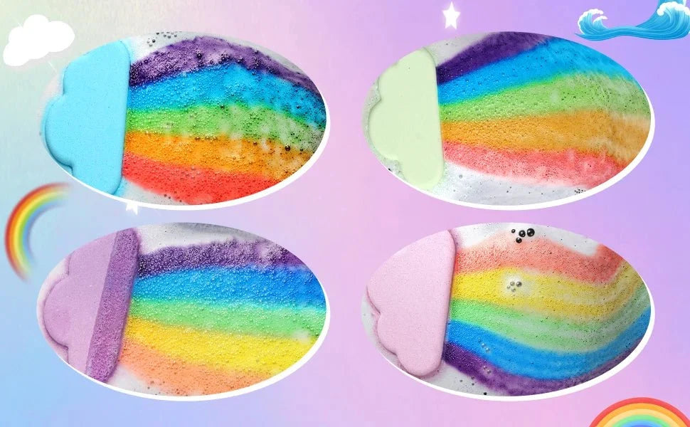 Rainbow Bath Bombs | Handmade Organic Fizzy Bubble Bath for Kids