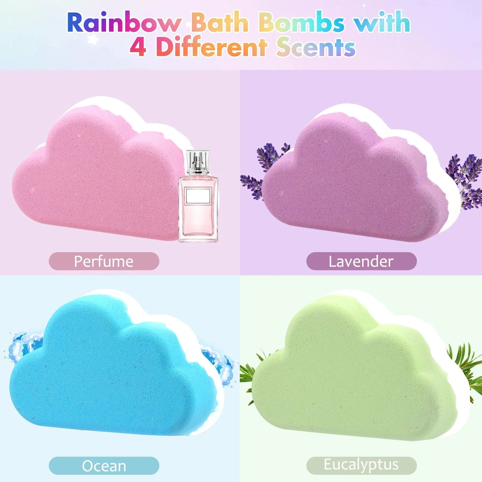 Rainbow Bath Bombs | Handmade Organic Fizzy Bubble Bath for Kids