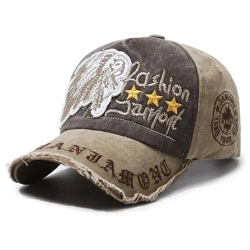 Retro Distressed Letter Embroidery Baseball Cap | Unisex Casual Cotton Hat