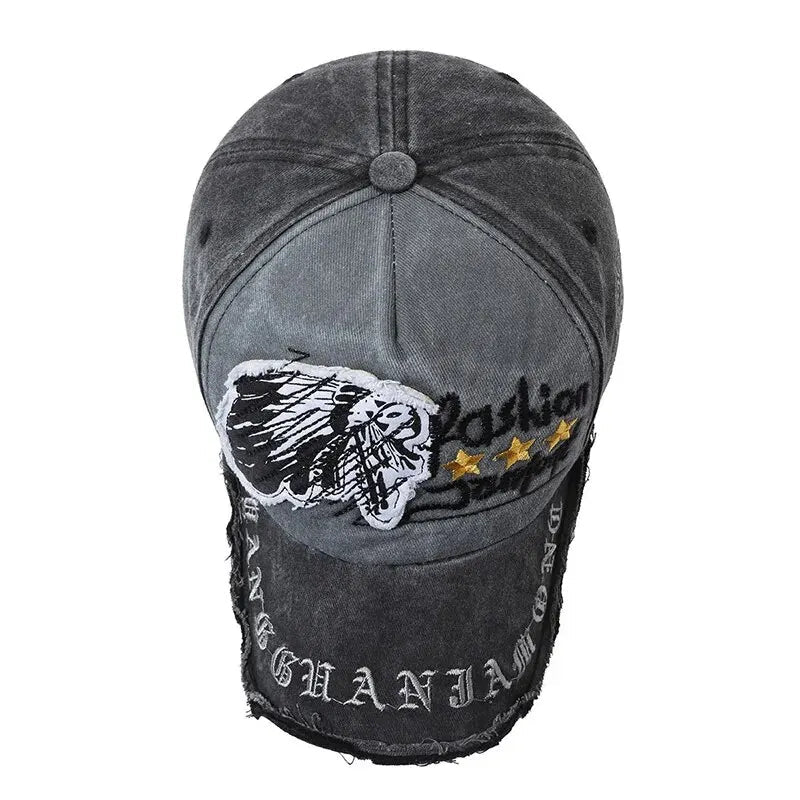 Retro Distressed Letter Embroidery Baseball Cap | Unisex Casual Cotton Hat