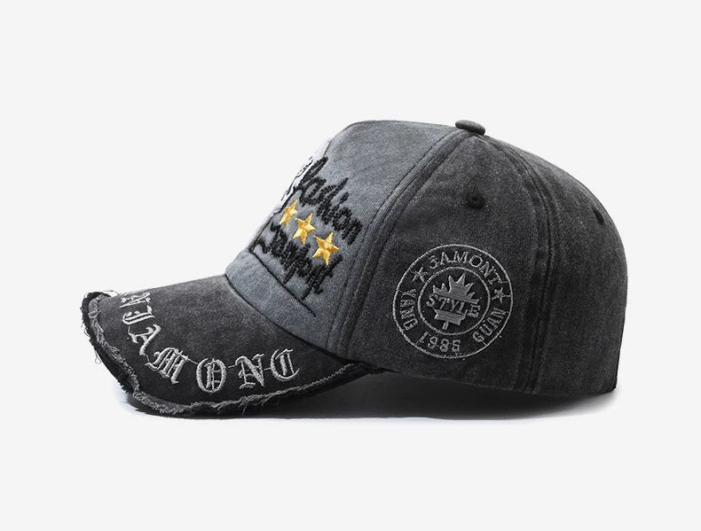 Retro Distressed Letter Embroidery Baseball Cap | Unisex Casual Cotton Hat