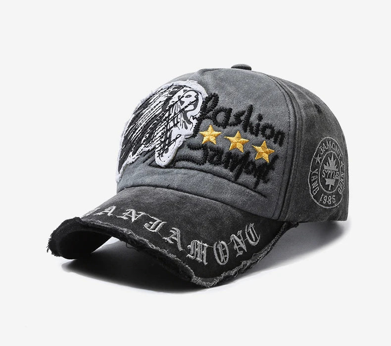 Retro Distressed Letter Embroidery Baseball Cap | Unisex Casual Cotton Hat