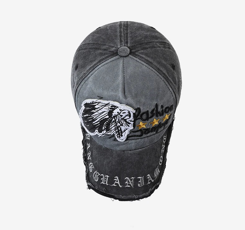 Retro Distressed Letter Embroidery Baseball Cap | Unisex Casual Cotton Hat