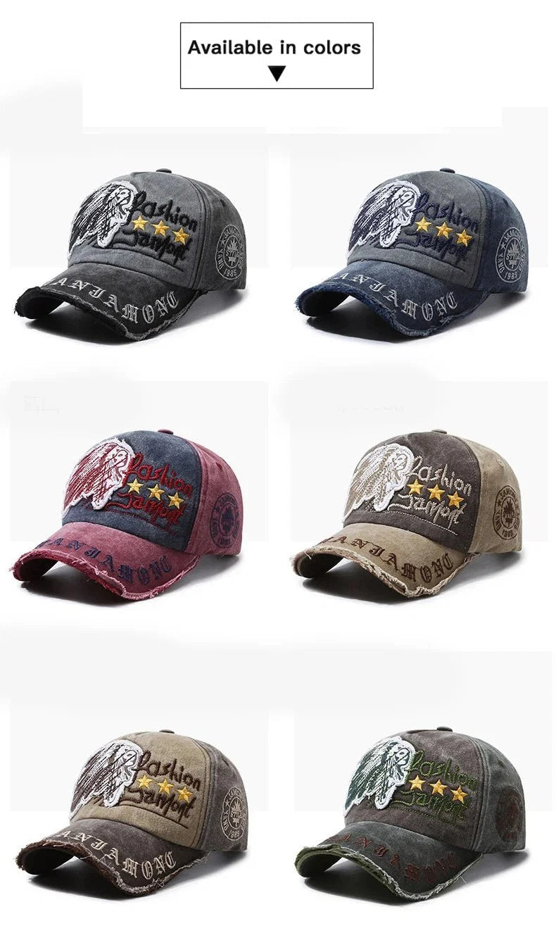 Retro Distressed Letter Embroidery Baseball Cap | Unisex Casual Cotton Hat