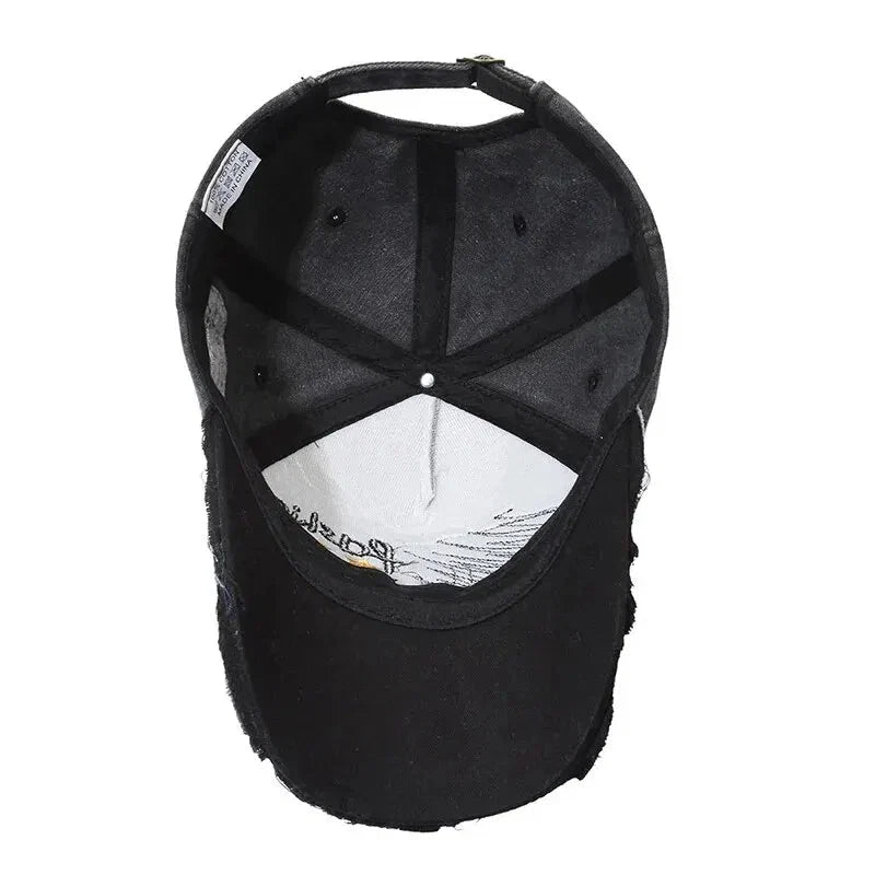 Retro Distressed Letter Embroidery Baseball Cap | Unisex Casual Cotton Hat