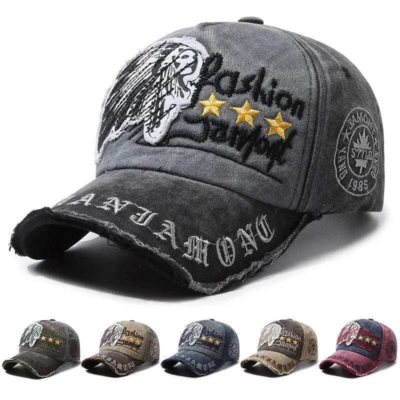 Retro Distressed Letter Embroidery Baseball Cap | Unisex Casual Cotton Hat