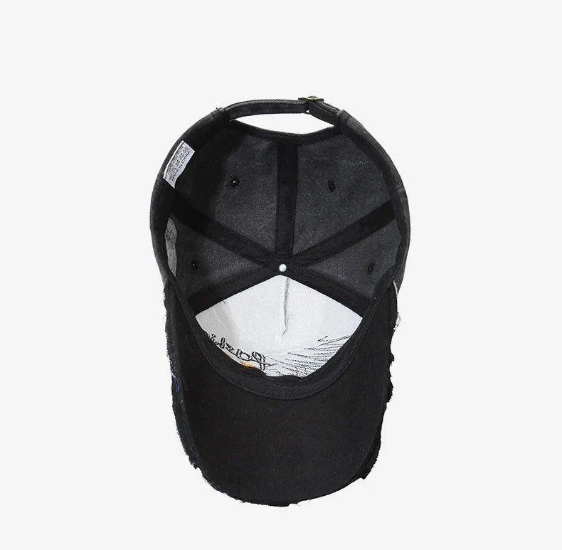 Retro Distressed Letter Embroidery Baseball Cap | Unisex Casual Cotton Hat