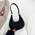 Retro Leisure Half Moon Shoulder Handbag | Lightweight Felt Bag