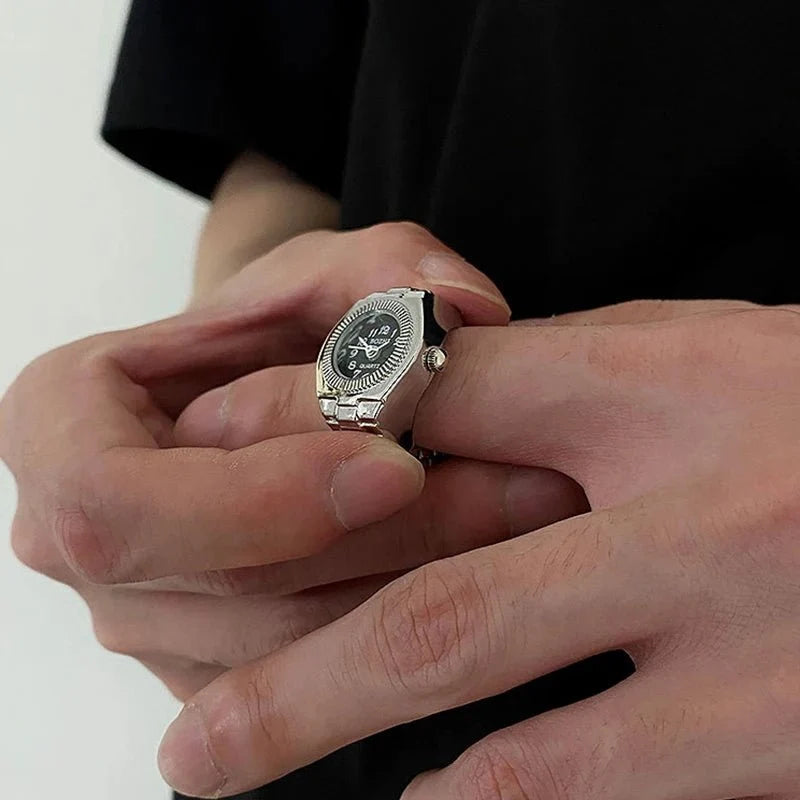 Retro Roman Vintage Punk Finger Watch Ring | Functional Ring Watch with Quartz Movement