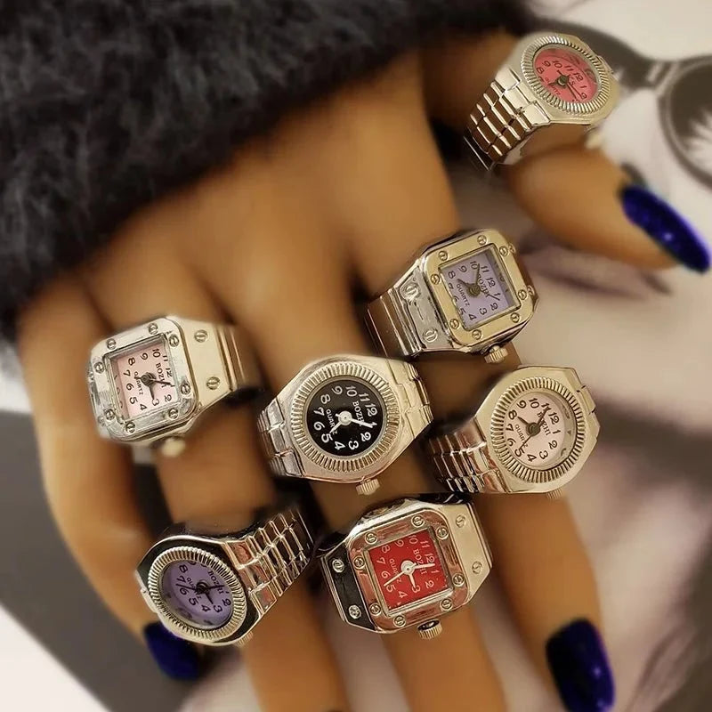 Retro Roman Vintage Punk Finger Watch Ring | Functional Ring Watch with Quartz Movement