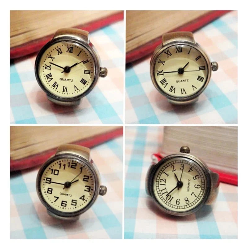 Retro Roman Vintage Punk Finger Watch Ring | Functional Ring Watch with Quartz Movement