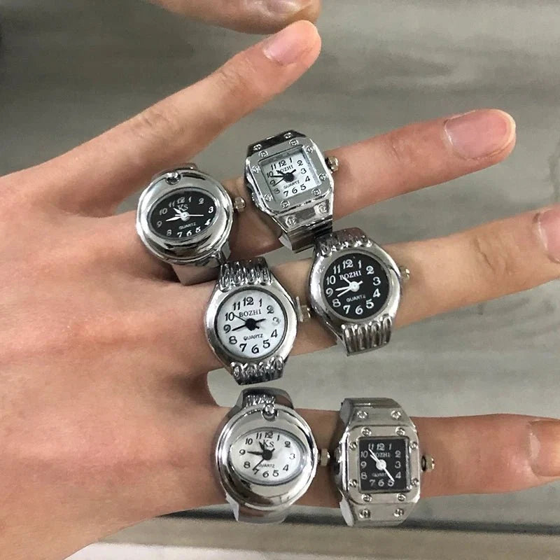Retro Roman Vintage Punk Finger Watch Ring | Functional Ring Watch with Quartz Movement