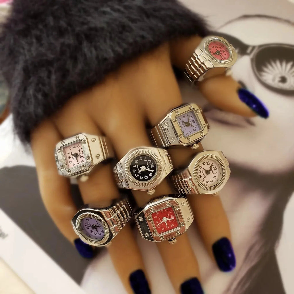 Retro Roman Vintage Punk Finger Watch Ring | Functional Ring Watch with Quartz Movement
