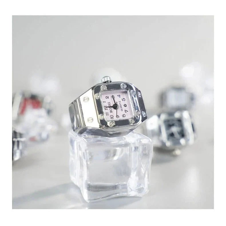 Roman Numeral Punk Gothic Finger Clock Jewelry | Mini Quartz Watch Ring