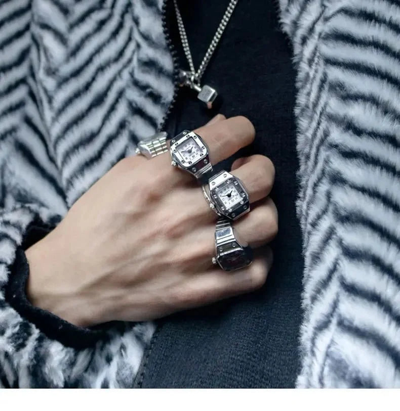 Roman Numeral Punk Gothic Finger Clock Jewelry | Mini Quartz Watch Ring