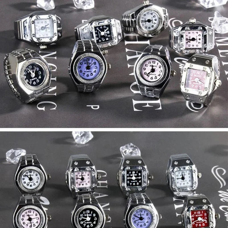 Roman Numeral Punk Gothic Finger Clock Jewelry | Mini Quartz Watch Ring