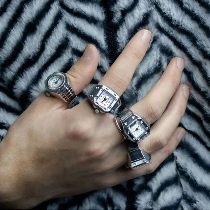 Roman Numeral Punk Gothic Finger Clock Jewelry | Mini Quartz Watch Ring