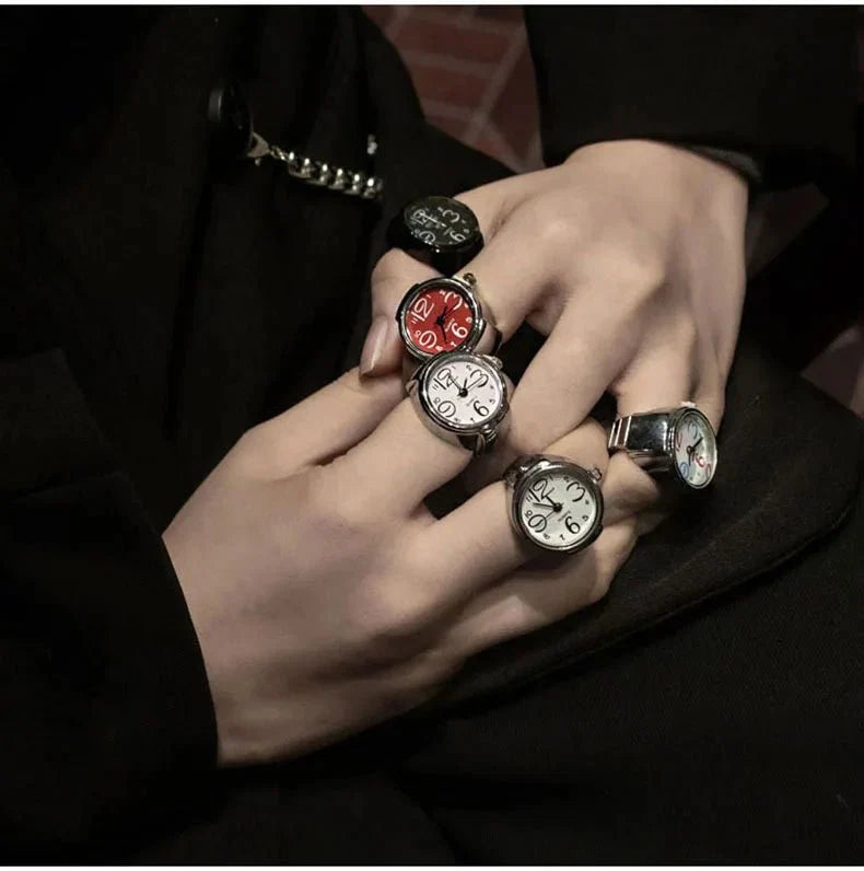 Roman Numeral Punk Gothic Finger Clock Jewelry | Mini Quartz Watch Ring
