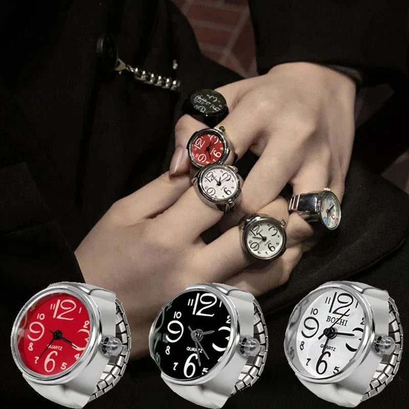 Roman Numeral Punk Gothic Finger Clock Jewelry | Mini Quartz Watch Ring