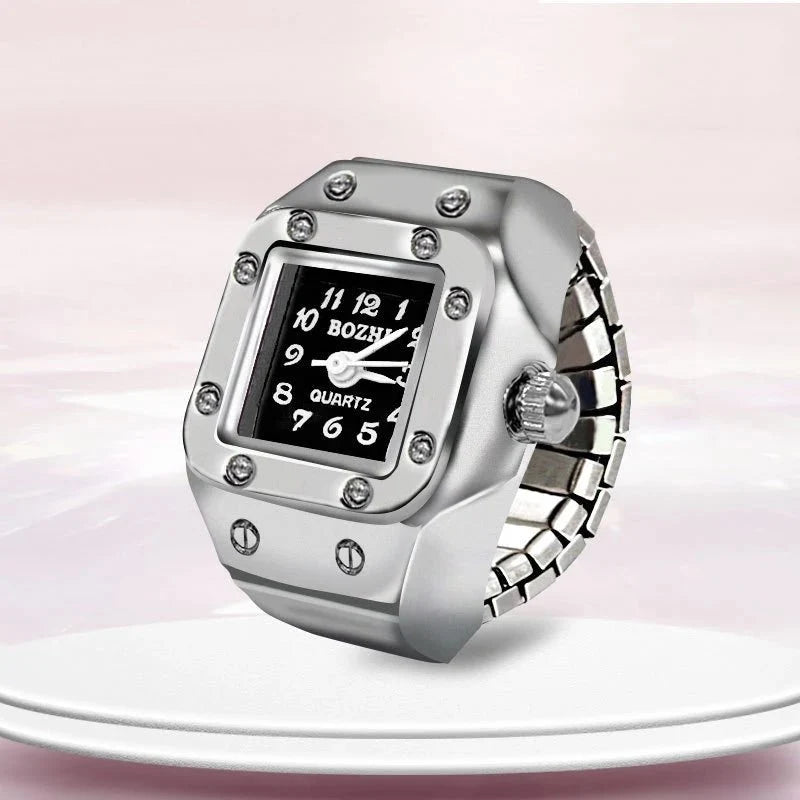 Roman Numeral Punk Gothic Finger Clock Jewelry | Mini Quartz Watch Ring