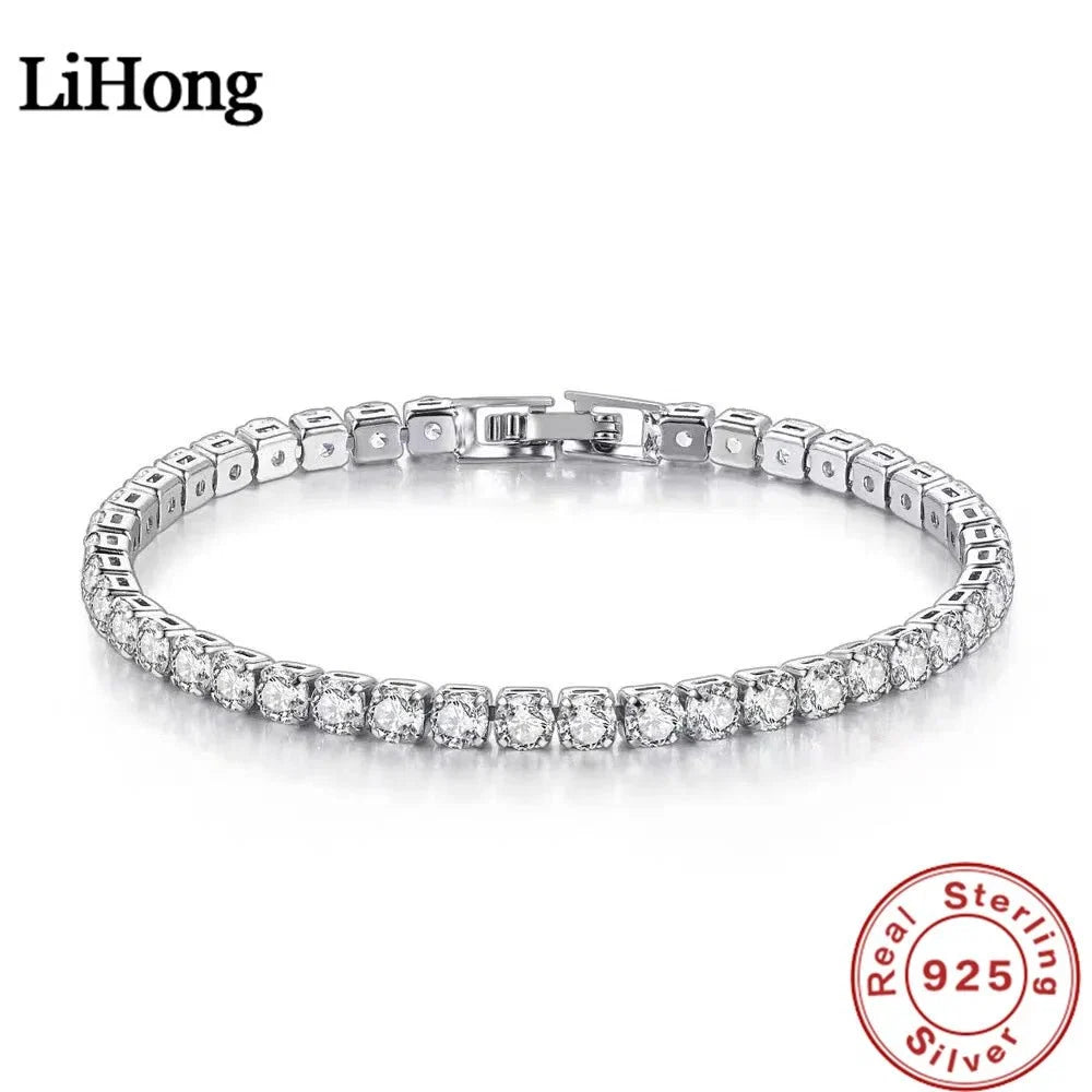 S925 Sterling Silver Tennis Bracelet | Zirconia Chain Jewelry for Women and Men