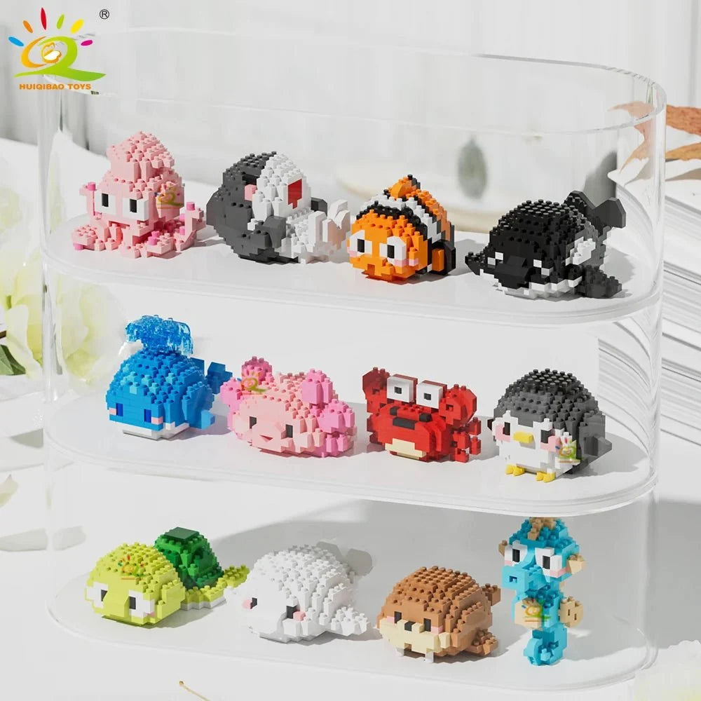 Sea Animal Micro Building Blocks | 3D Mini Brick Sets for Kids and Collectors