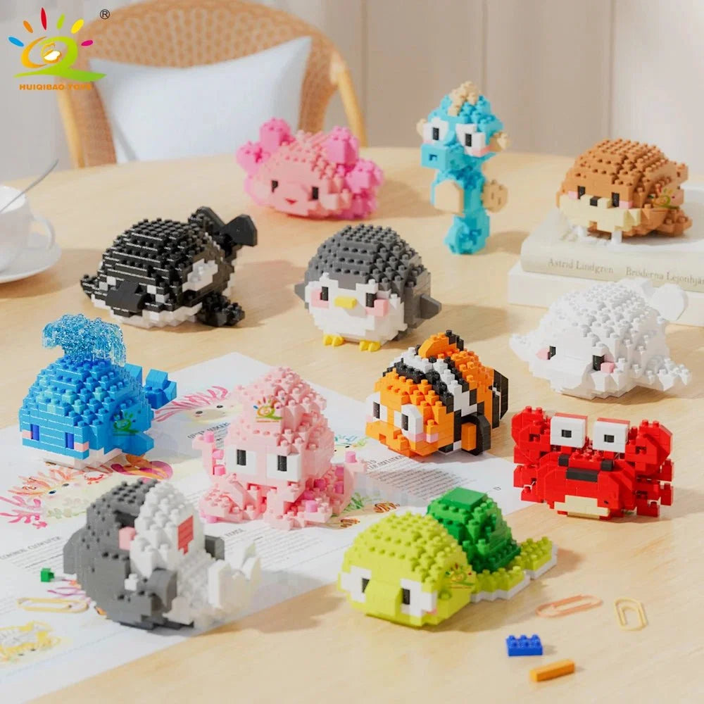 Sea Animal Micro Building Blocks | 3D Mini Brick Sets for Kids and Collectors