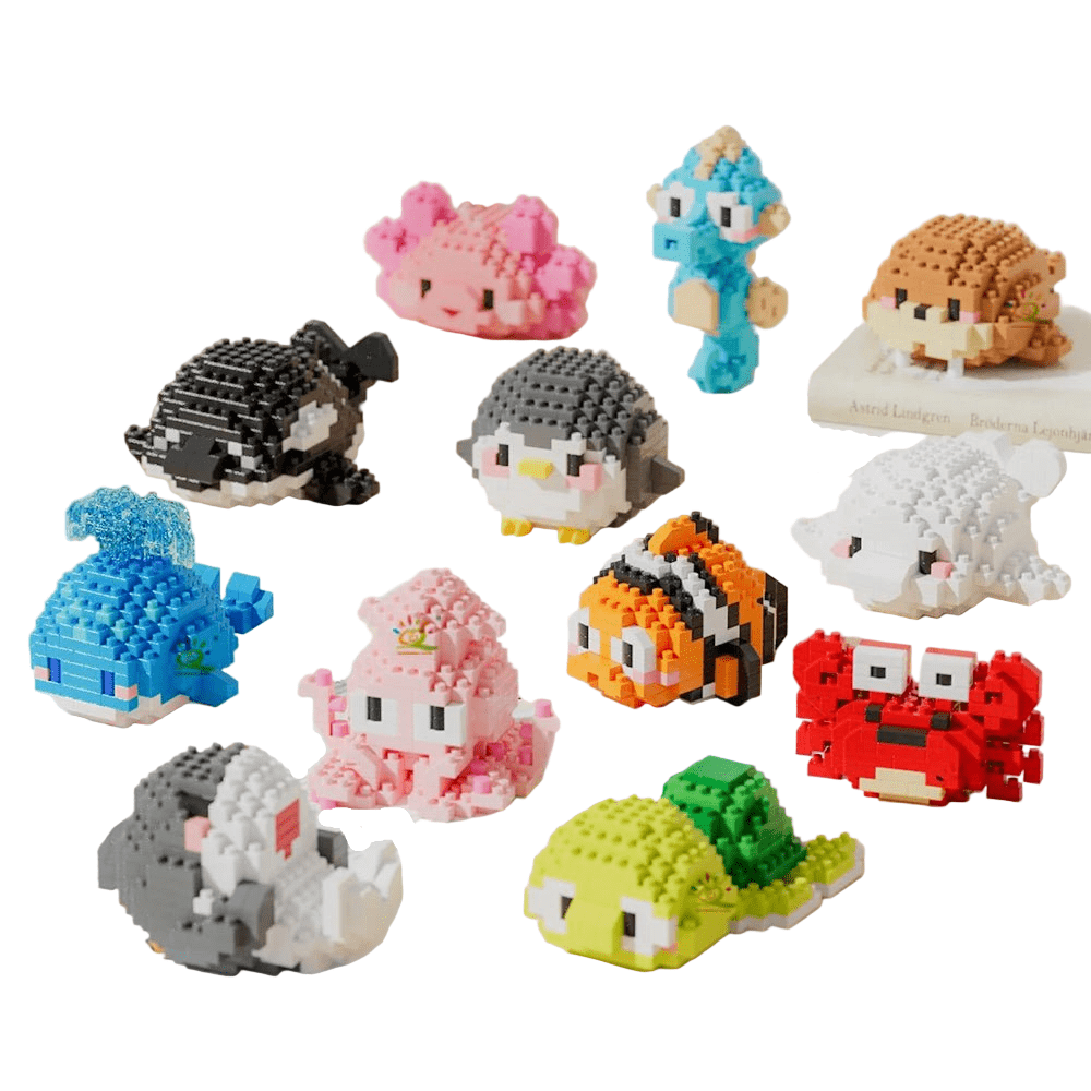 Sea Animal Micro Building Blocks | 3D Mini Brick Sets for Kids and Collectors