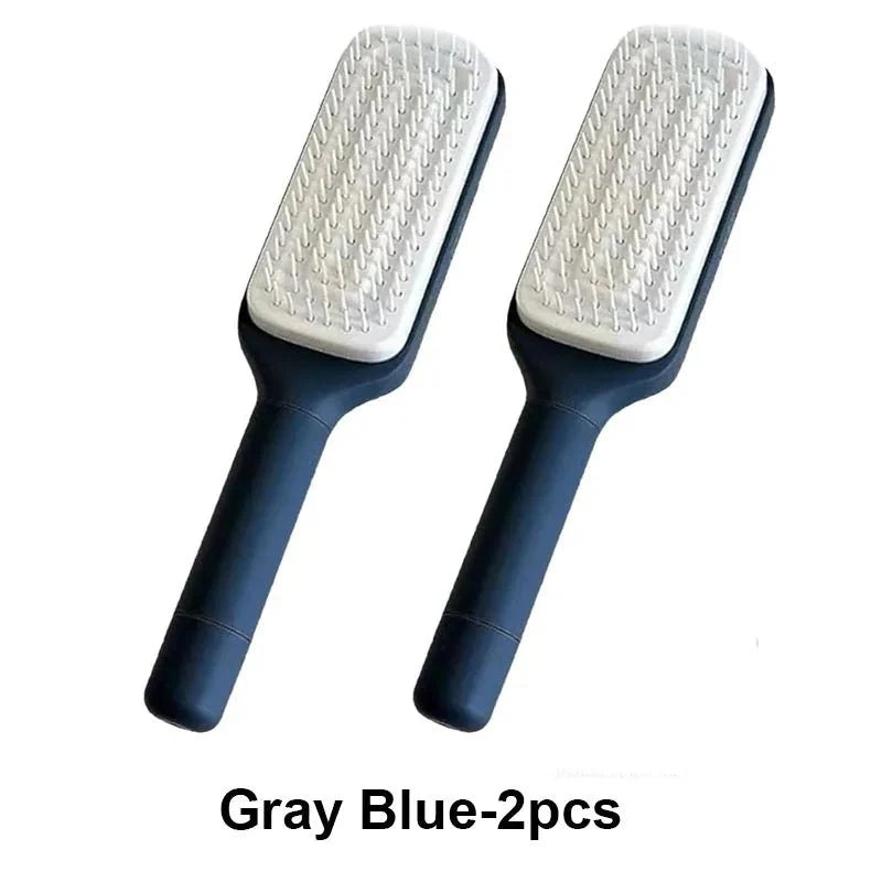 Self-Cleaning Retractable Hairbrush | Anti-Static Scalp Massage Comb with One-Key Hair Removal