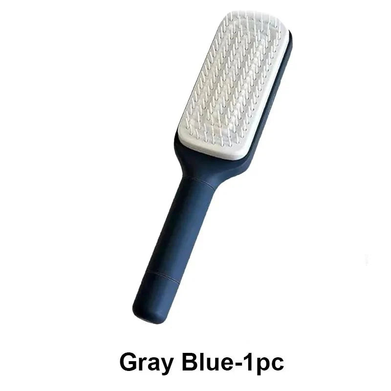Self-Cleaning Retractable Hairbrush | Anti-Static Scalp Massage Comb with One-Key Hair Removal