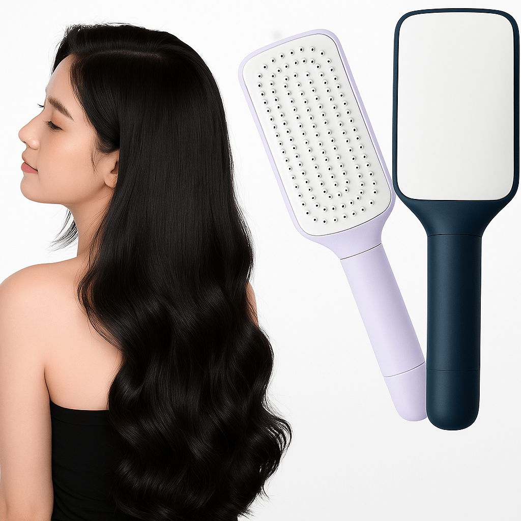 Self-Cleaning Retractable Hairbrush | Anti-Static Scalp Massage Comb with One-Key Hair Removal