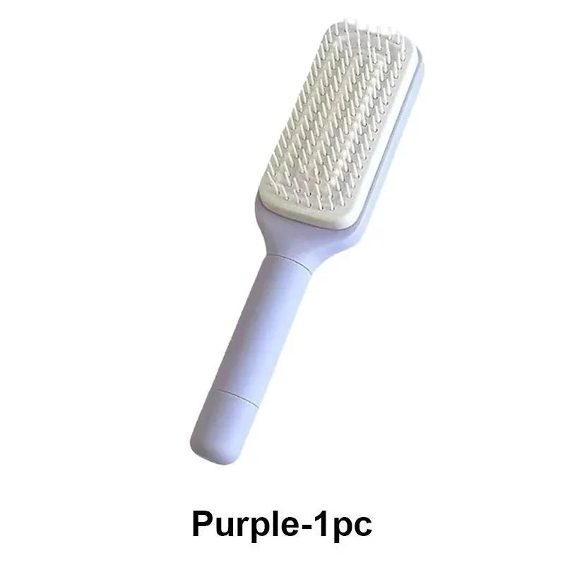Self-Cleaning Retractable Hairbrush | Anti-Static Scalp Massage Comb with One-Key Hair Removal