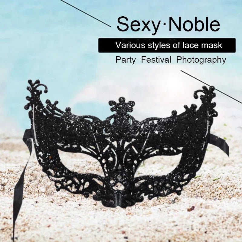 Silver and Black Venetian Masquerade Eye Mask | Elegant Party Accessory