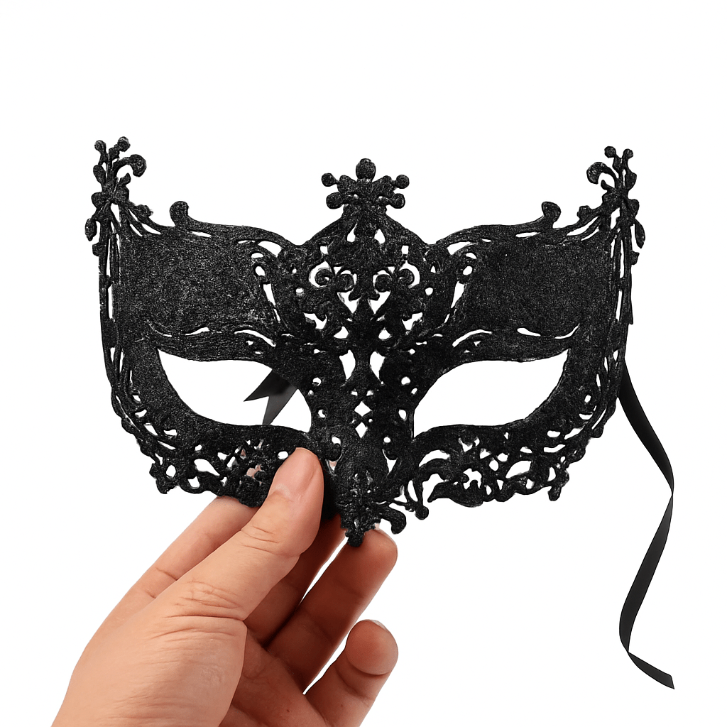 Silver and Black Venetian Masquerade Eye Mask | Elegant Party Accessory