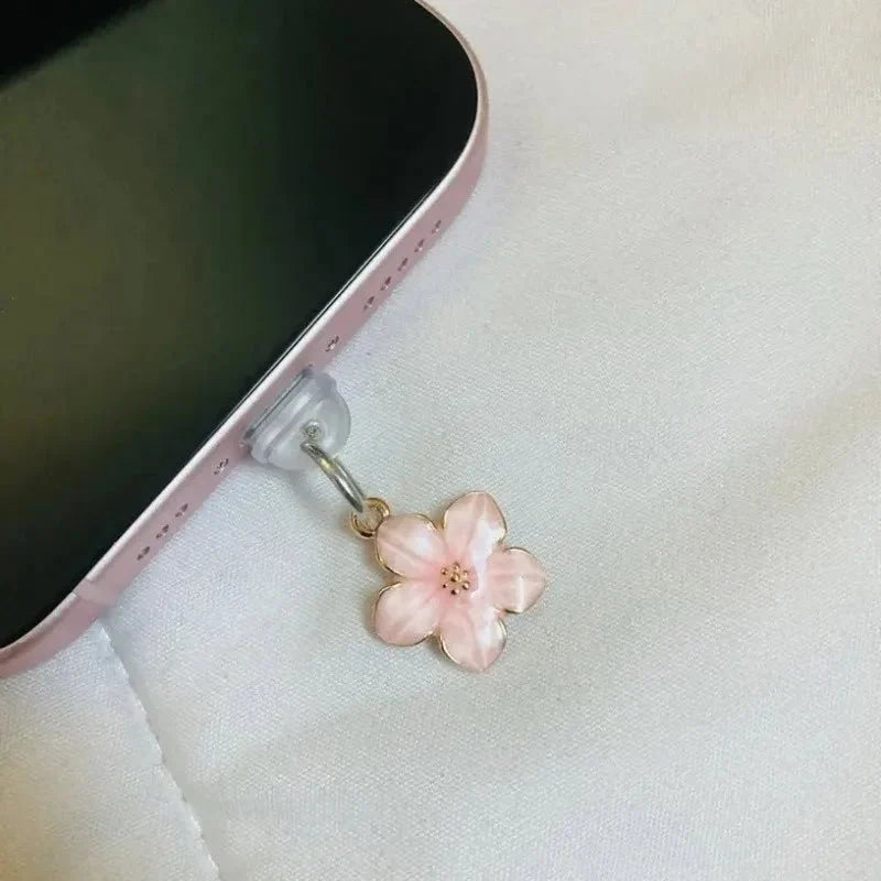 Simple Flowers Phone Dust Plug | Decorative Charging Port Pendant