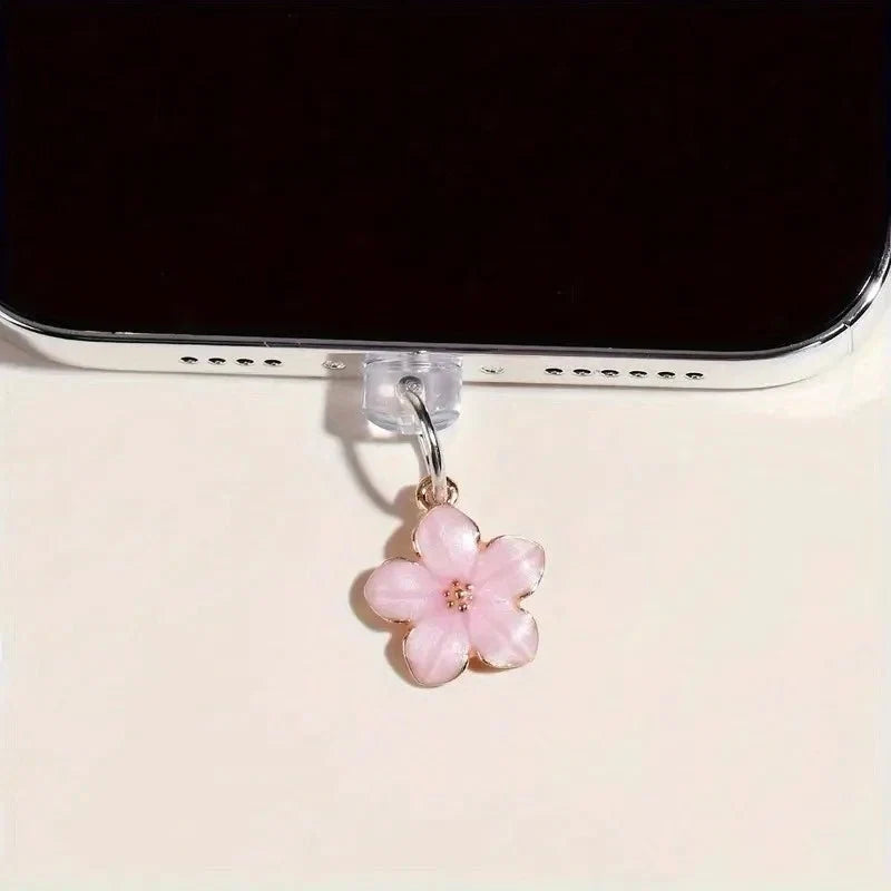Simple Flowers Phone Dust Plug | Decorative Charging Port Pendant