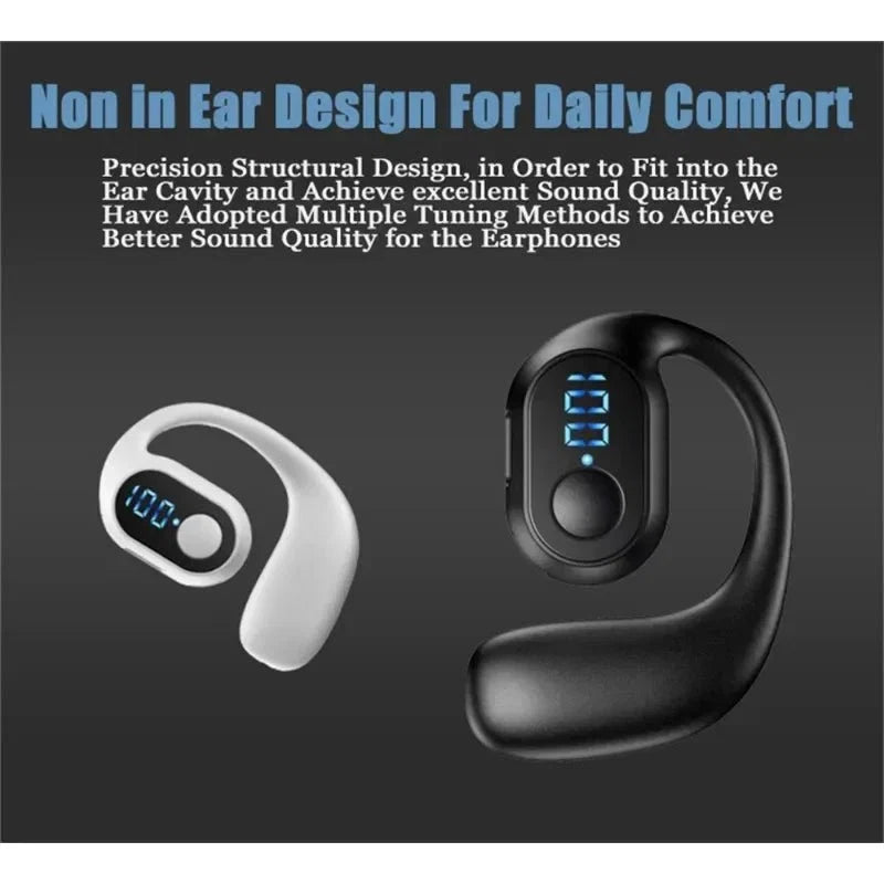 Single Ear Hanging Earphones | Wireless Bluetooth Sports Headset with Mic