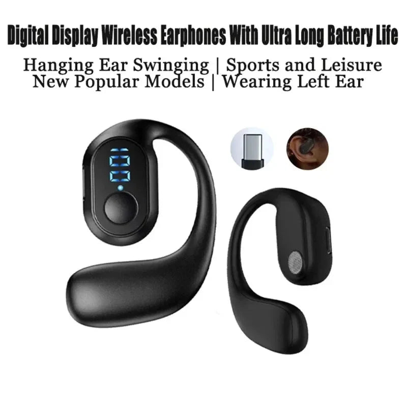 Single Ear Hanging Earphones | Wireless Bluetooth Sports Headset with Mic