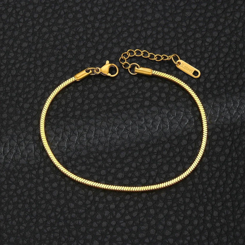 Stainless Steel Square Snake Bone Chain Bracelet | Minimalist Unisex Jewelry
