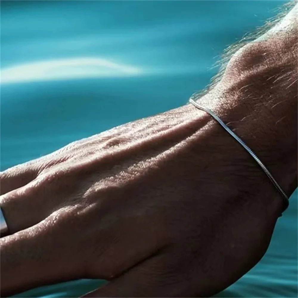 Stainless Steel Square Snake Bone Chain Bracelet | Minimalist Unisex Jewelry