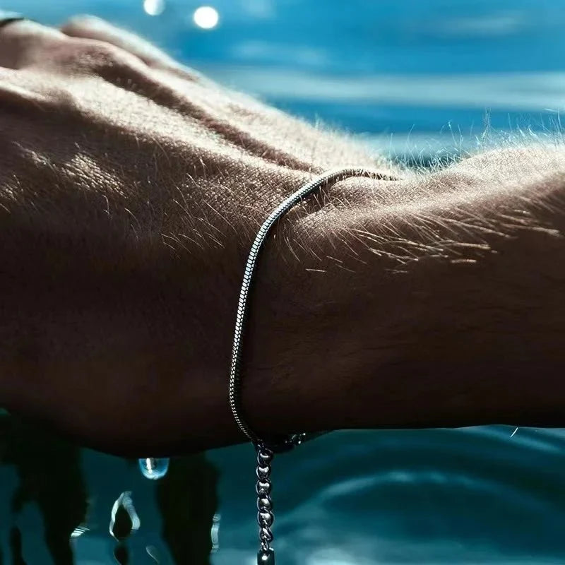 Stainless Steel Square Snake Bone Chain Bracelet | Minimalist Unisex Jewelry