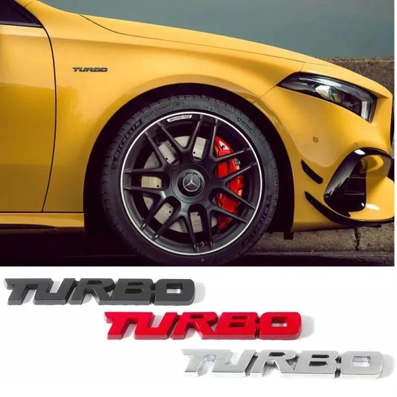 Turbocharged Metal Alloy 3D Car Sticker Badge | Sporty Decorative Car Emblem